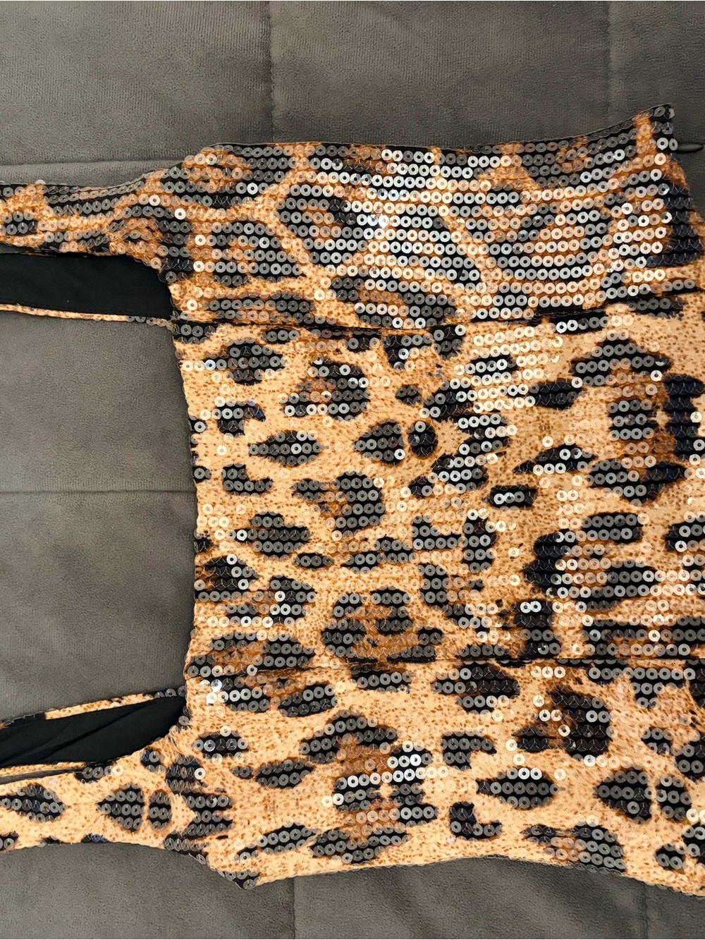 Edikted Gold and Black Sequin Leopard Going-Out Top